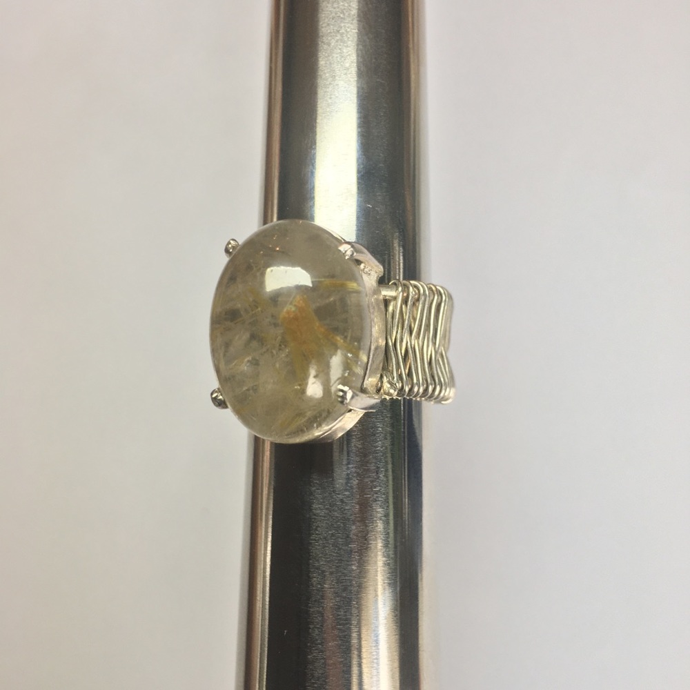 Rutilated quartz ring